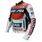 Honda Repsol Racing Red White Biker Leather Jacket