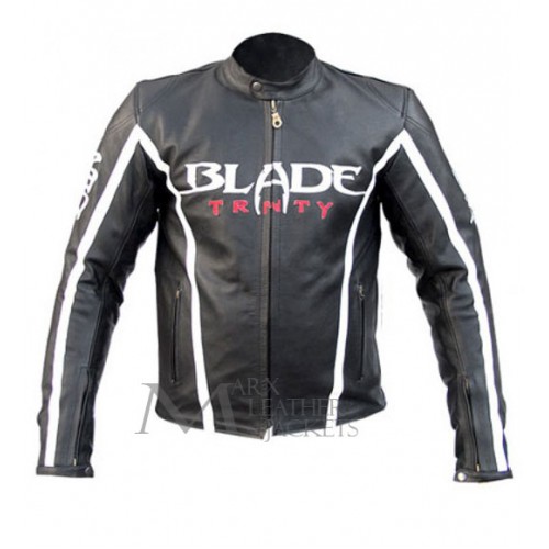 Blade Trinity Men's Black Biker Leather Jacket