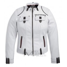Harley Davidson Motorcycle Cottonwood Women White Jacket
