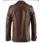 Brown Leather Blazer Coat 70s Collar Style