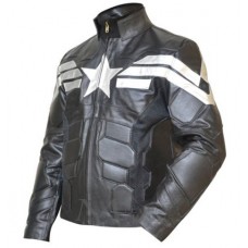 Captian America Winter Inspired Black Leather Jacket