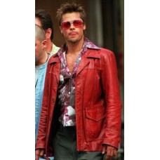 FightClub Brad Pitt Red Leather Jacket