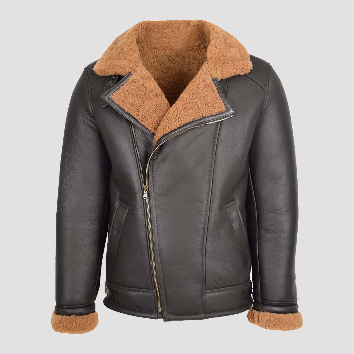 Alberto B-3 Brown Leather Shearling Jacket