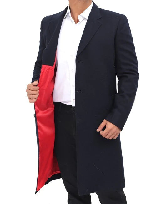 Doctor Dark Blue Notch Lapel Men’s Long Coat