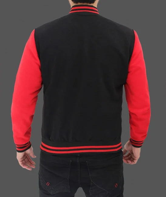 Men Baseball Red and Black Varsity Jacket