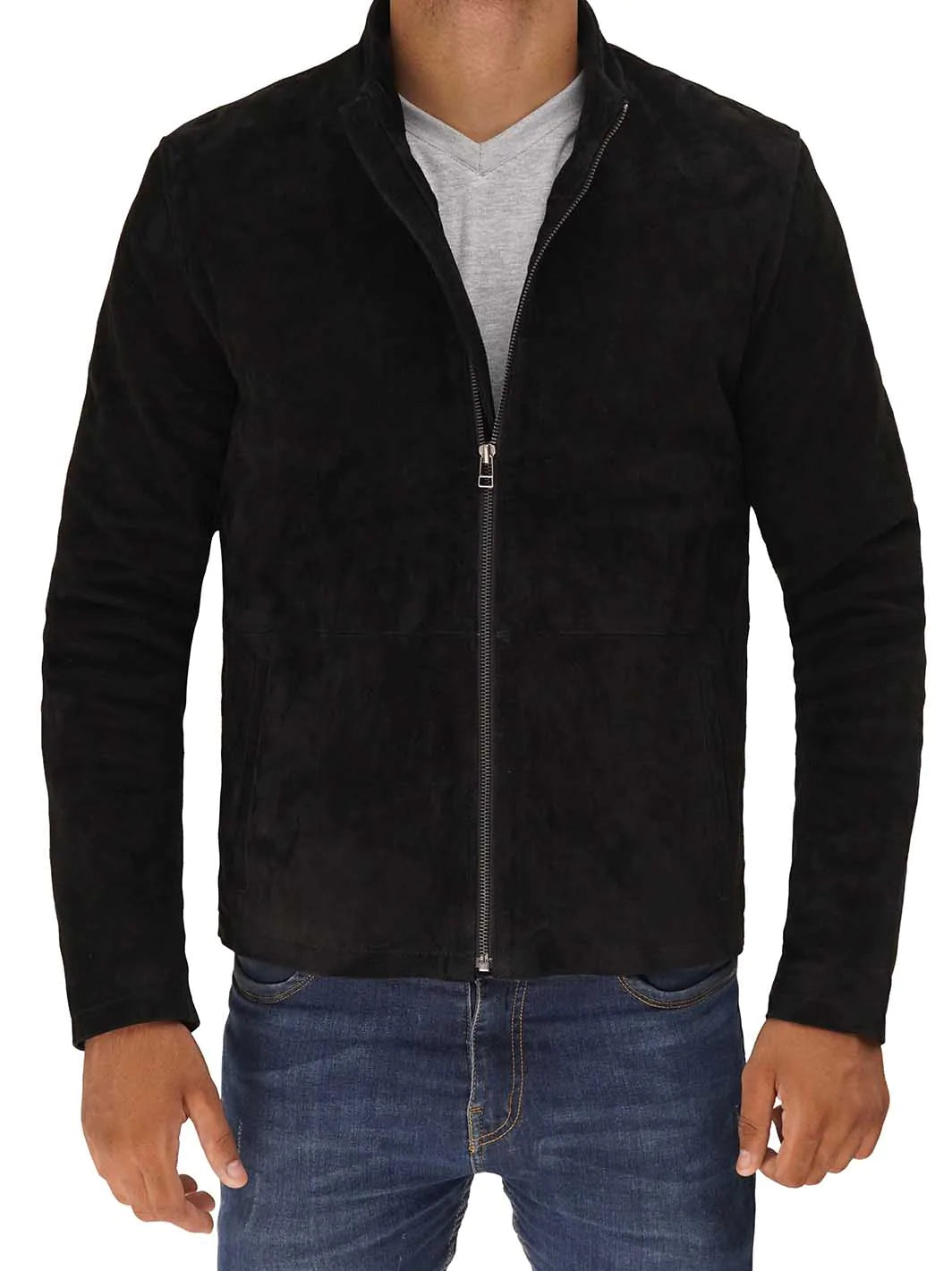 Bond Men Black Casual Suede Leather Jacket