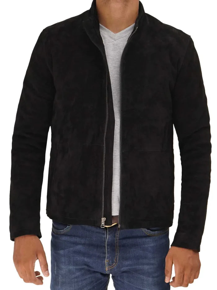 Bond Men’s Black Casual Suede Jacket