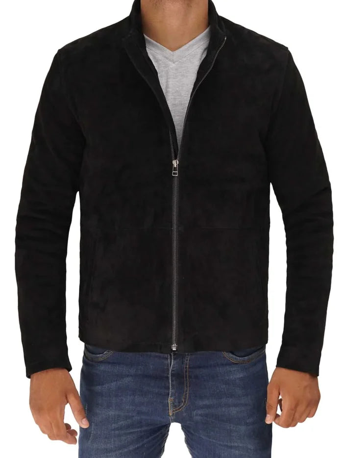 Bond Men’s Black Casual Suede Jacket