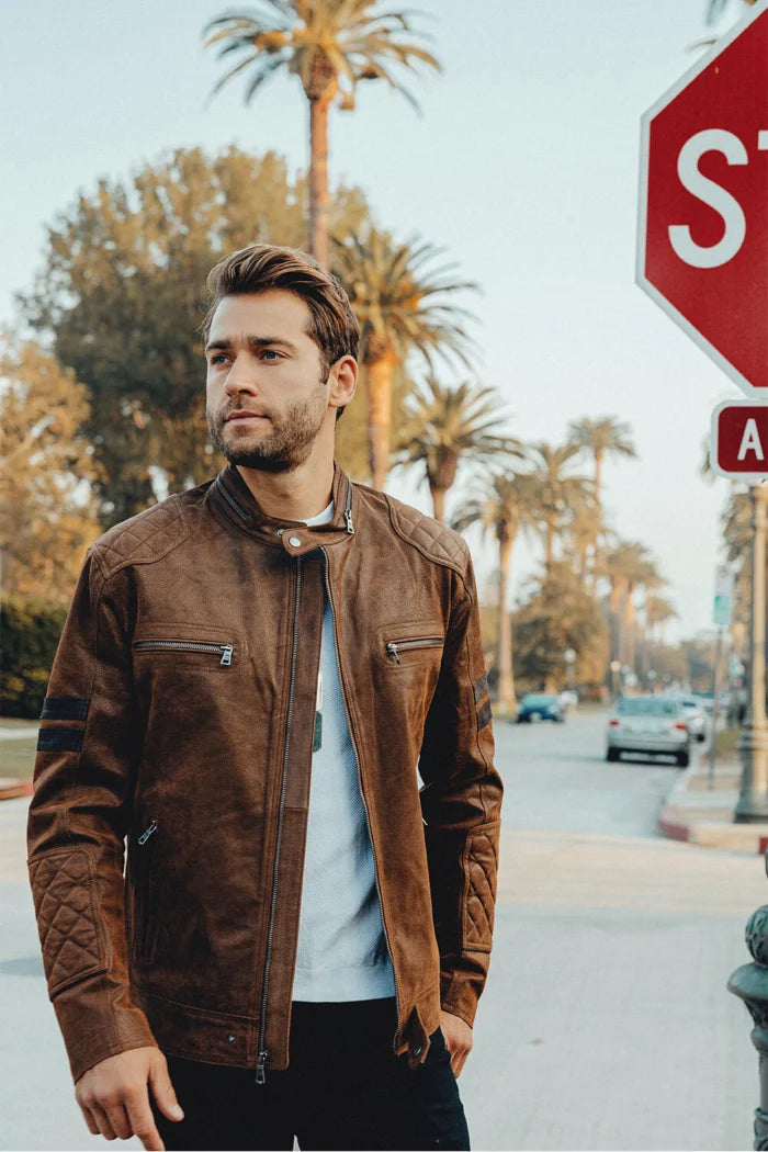 Denver Men’s Brown Bomber Leather Jacket