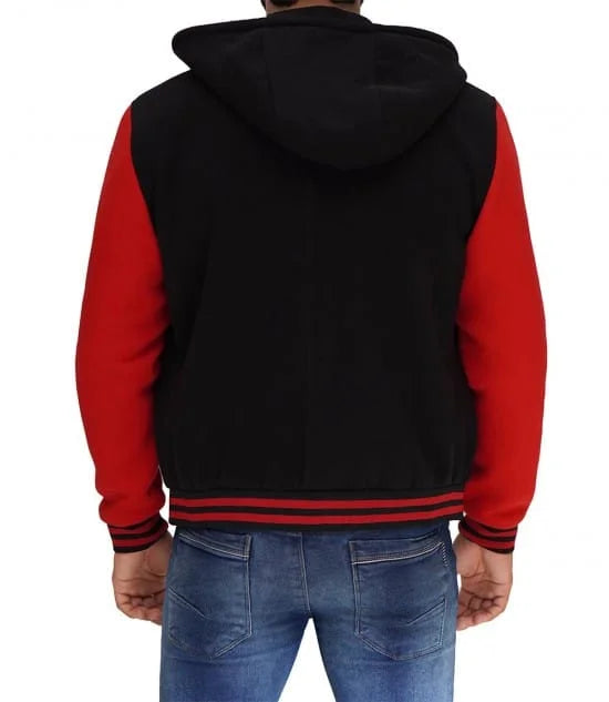 Salerno Baseball Hooded Red and Black Varsity Jacket