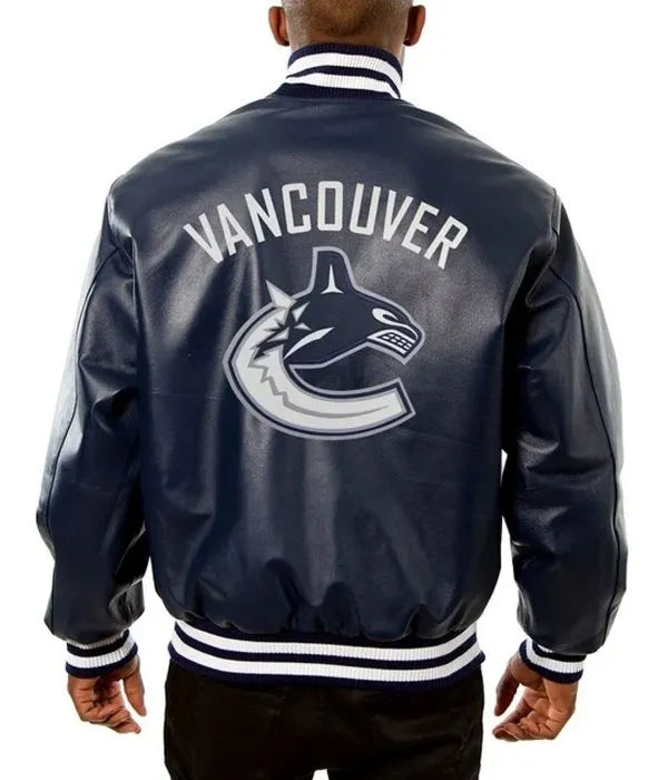 Colorado Avalanche Letterman Navy Blue Leather Jacket