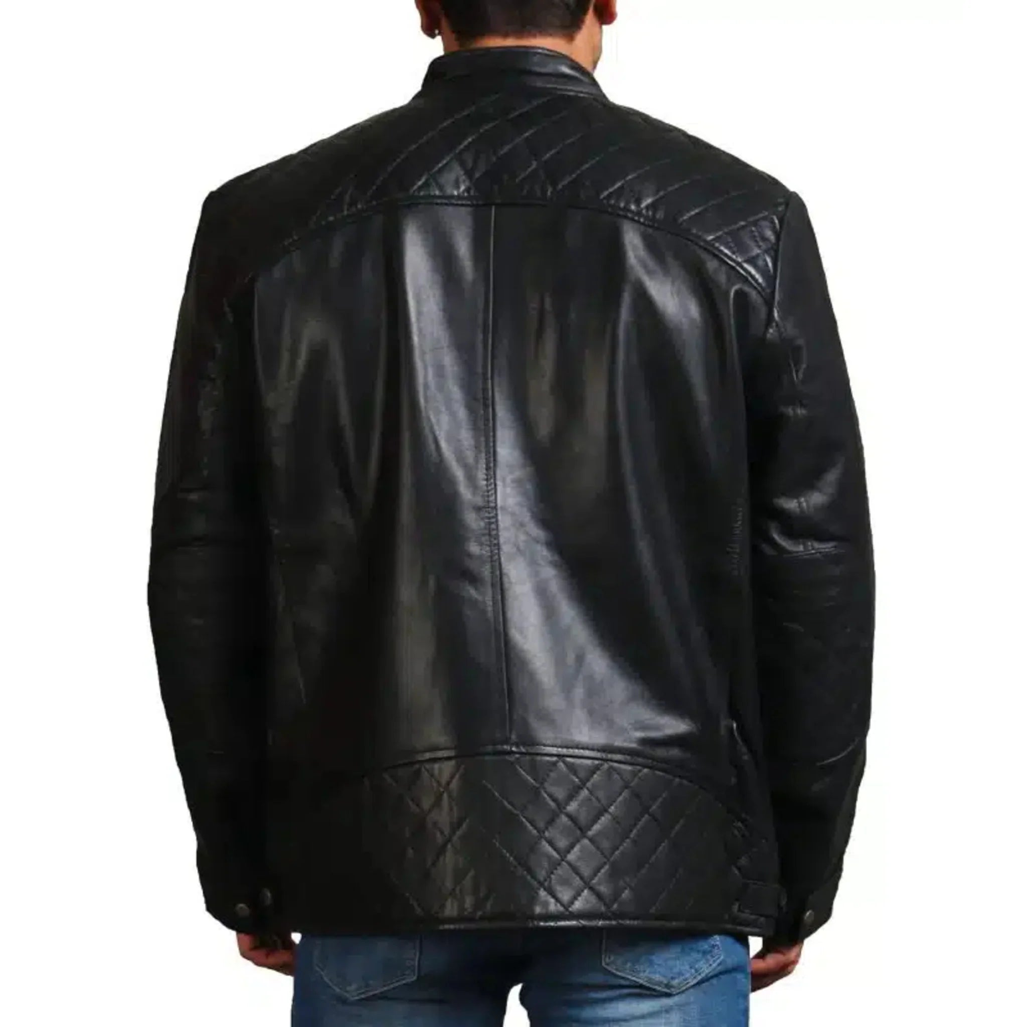 Garcia Men Cafe Racer Black Leather Jacket