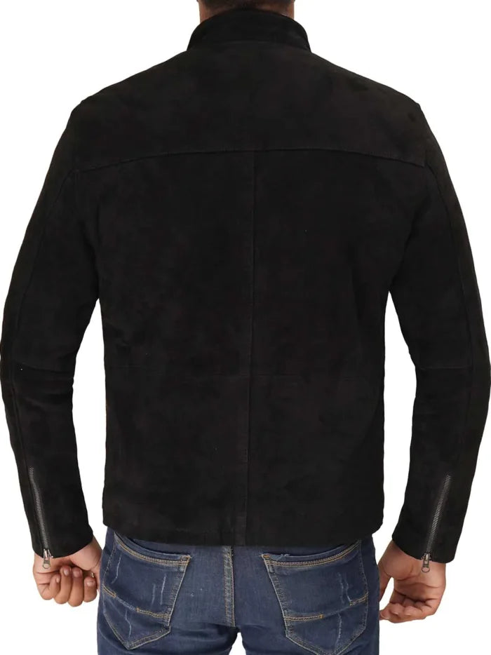 Bond Men’s Black Casual Suede Jacket