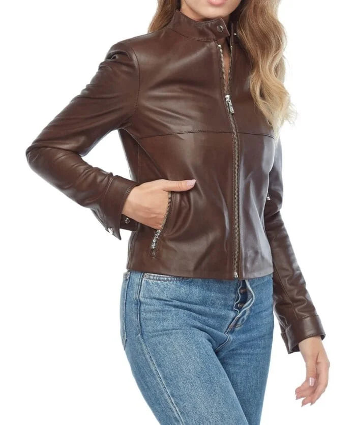 Madison Real Brown Motorbike Leather Jacket