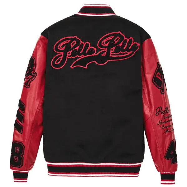 Pelle Pelle Black Red Varsity Wool Jacket