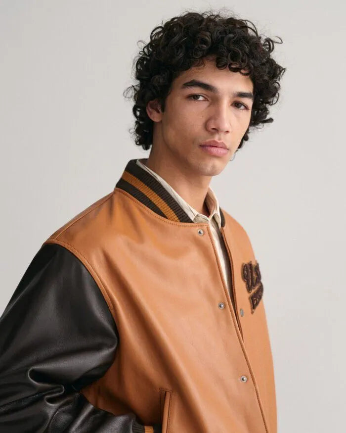 Gant Brown Varsity Leather Jacket