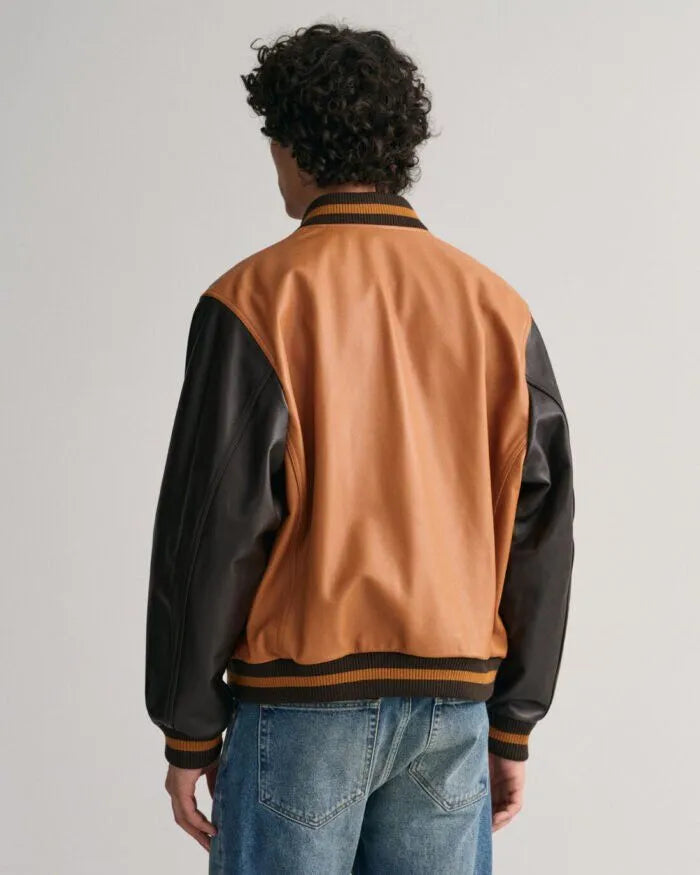 Gant Brown Varsity Leather Jacket