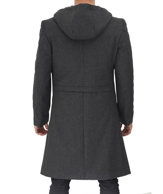 Men’s Classic Barry Grey Wool Coat With Hood