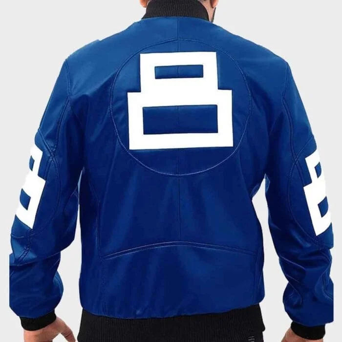 8 Ball Blue Leather Bomber Jacket