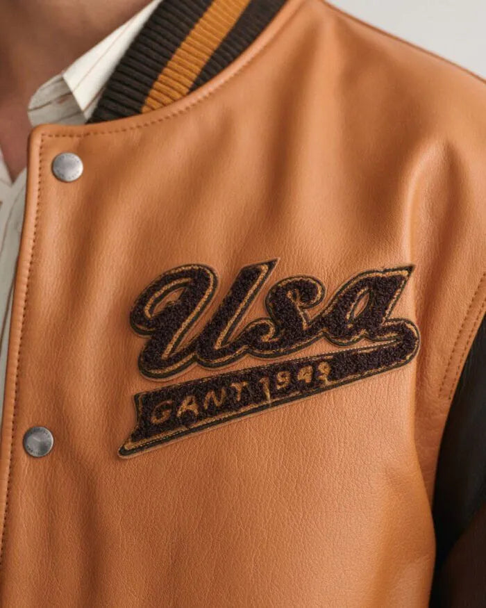 Gant Brown Varsity Leather Jacket