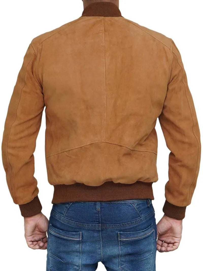 Adamsville Light Brown Bomber Suede Leather Jacket