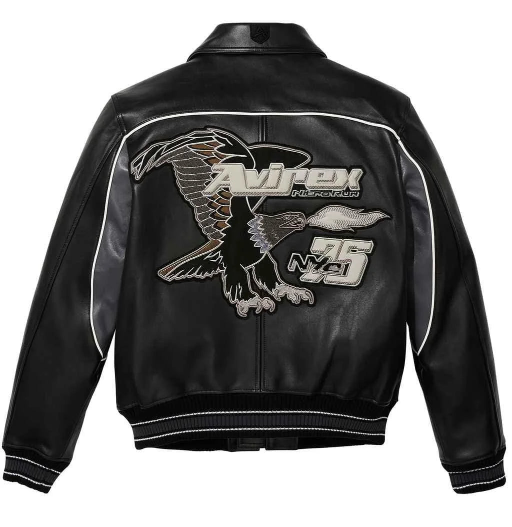 Avirex Nitro Run Leather Jacket Black
