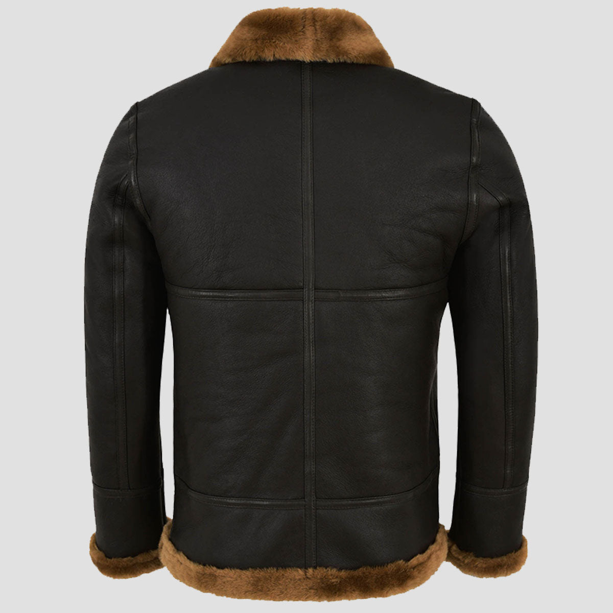 B-3 Black Sherling Leather Bomber Jacket