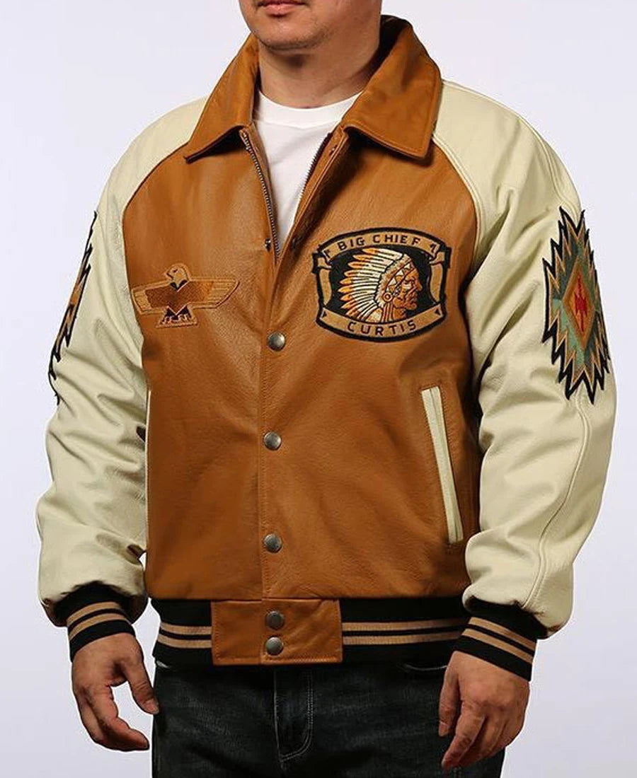 Big Chief The Curtis Letterman Leather Varsity Jacket