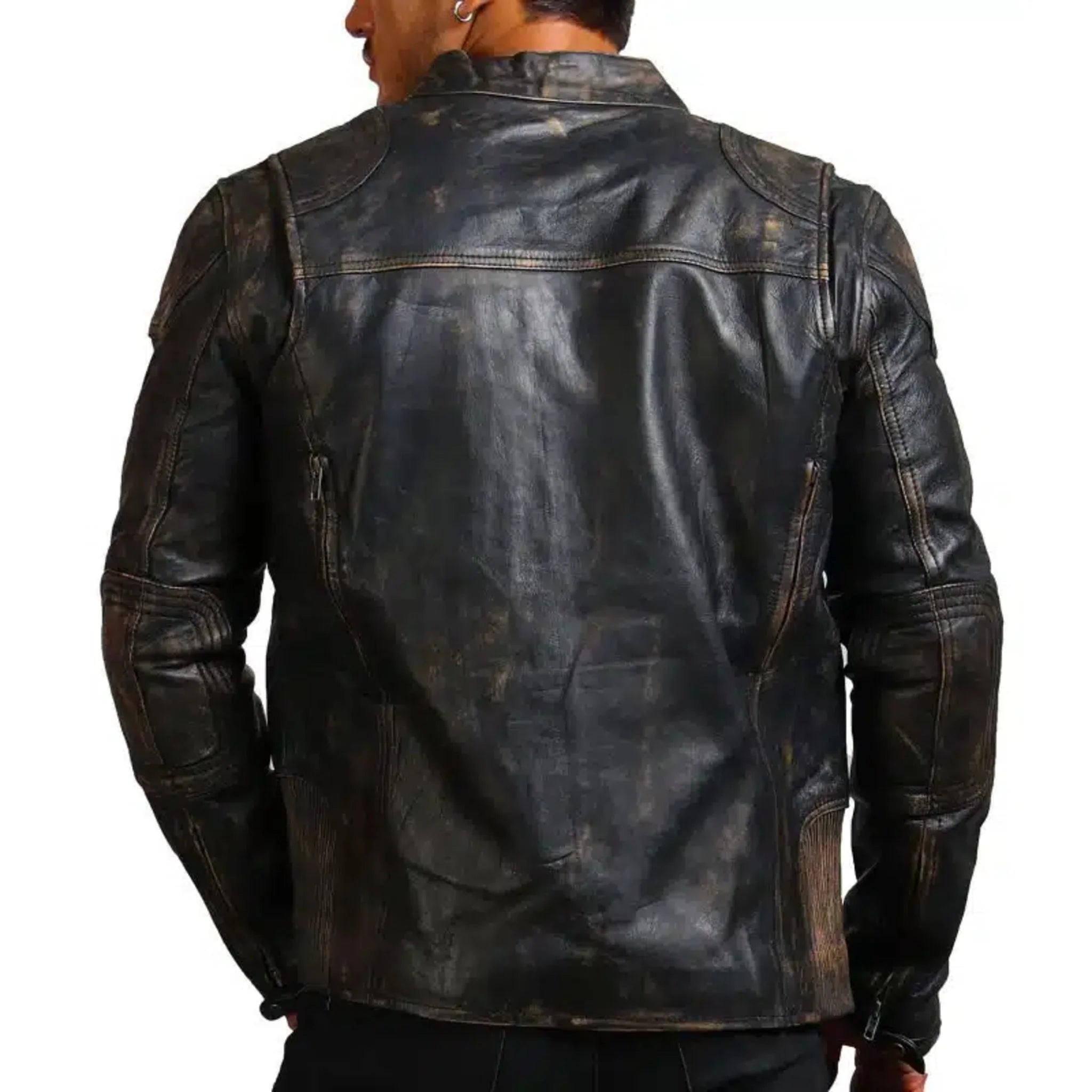 Men Black Motorcycle Leather Jacket