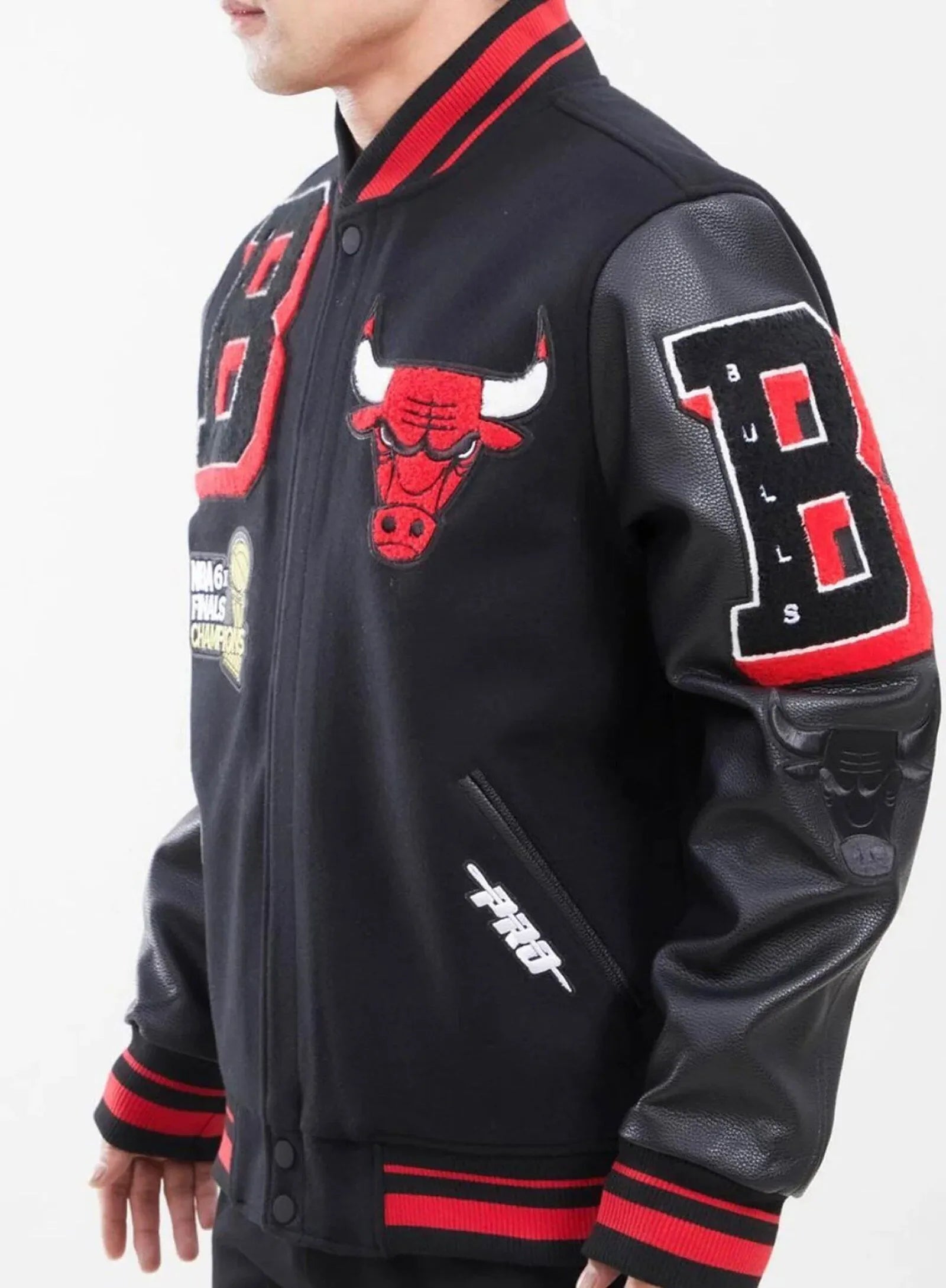 Chicago Bulls Varsity Jacket with Leather Sleeves