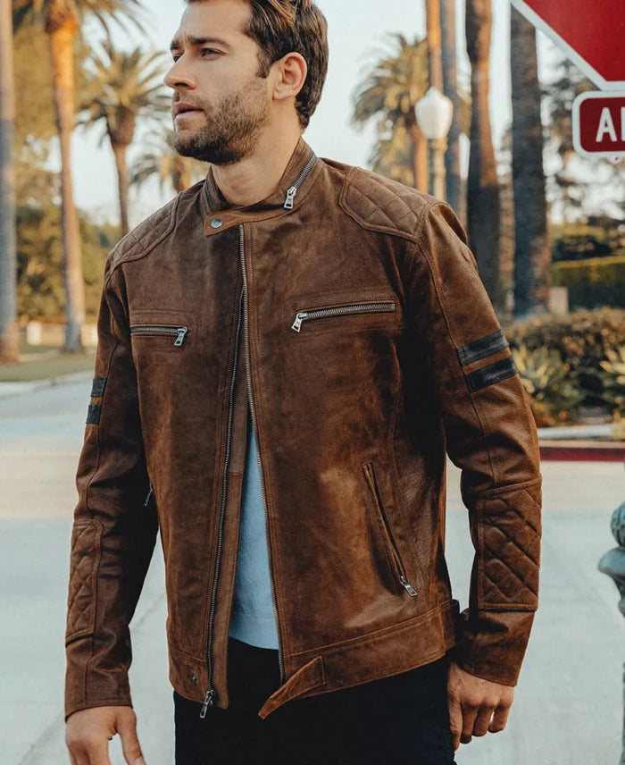 Denver Men’s Brown Bomber Leather Jacket