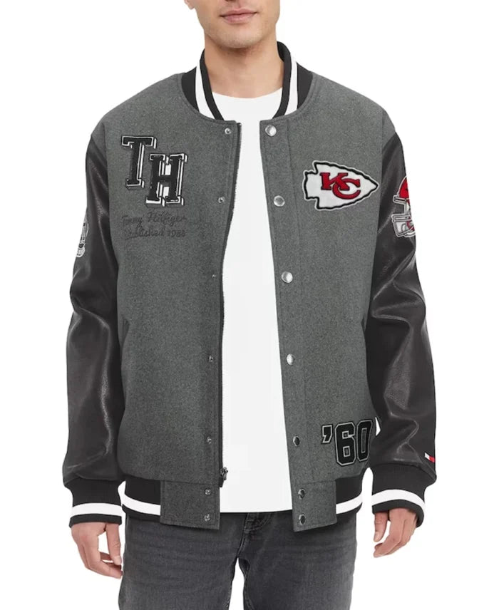 Kansas City Chiefs Tommy Hilfiger Heather Varsity Jacket