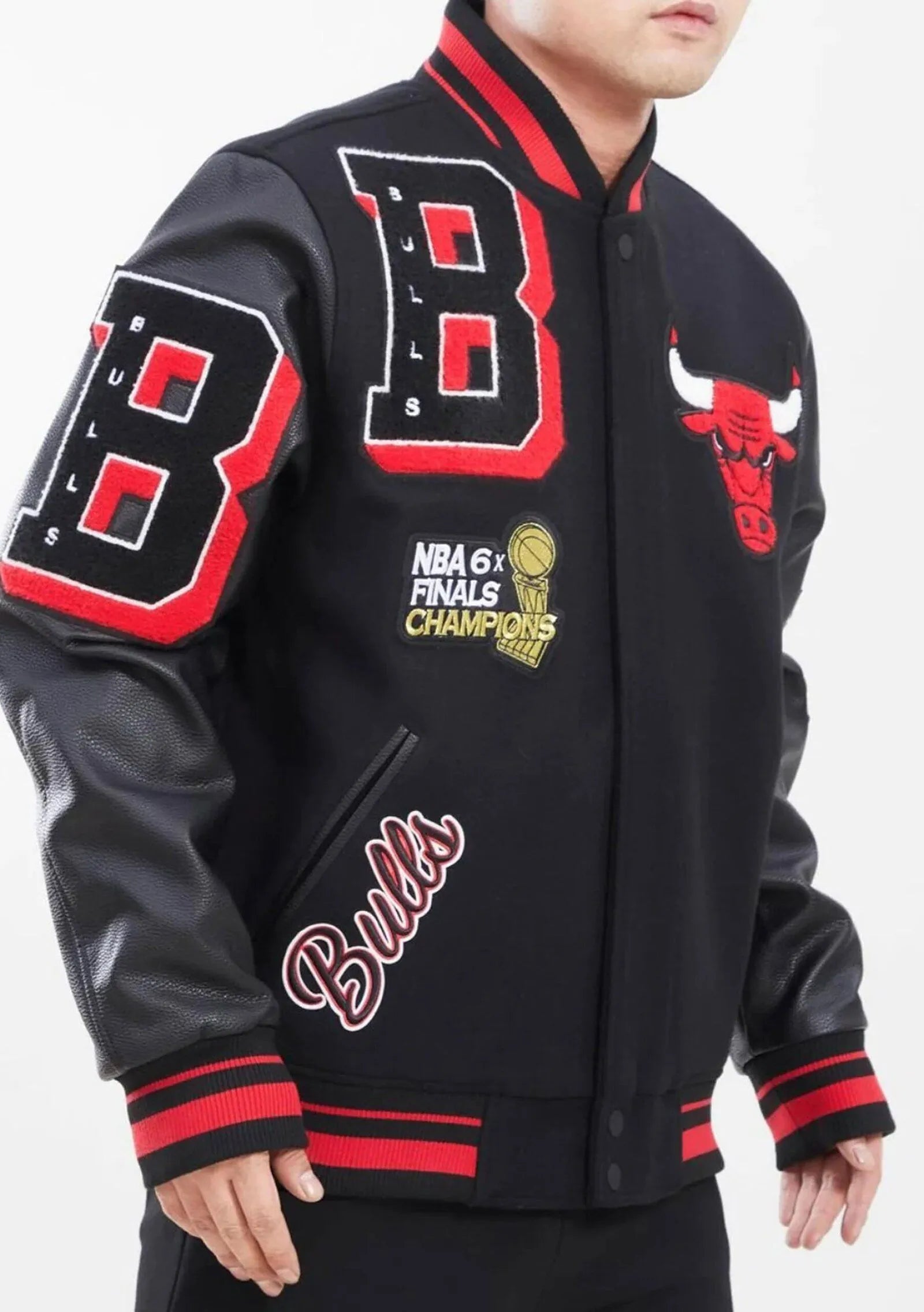 The Chicago Bulls Varsity Jacket with Leather Sleeves