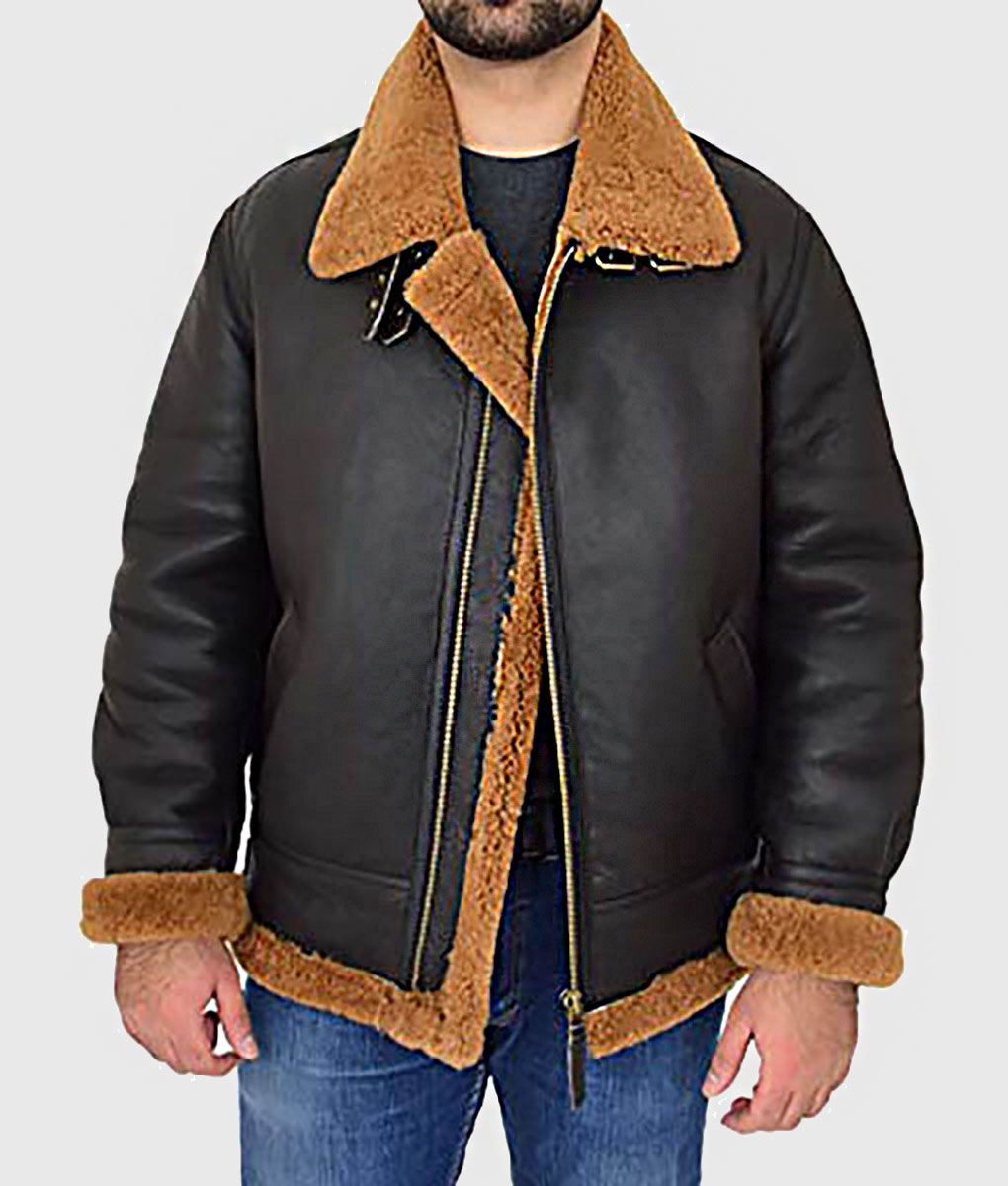 Alberto B-3 Brown Leather Shearling Jacket