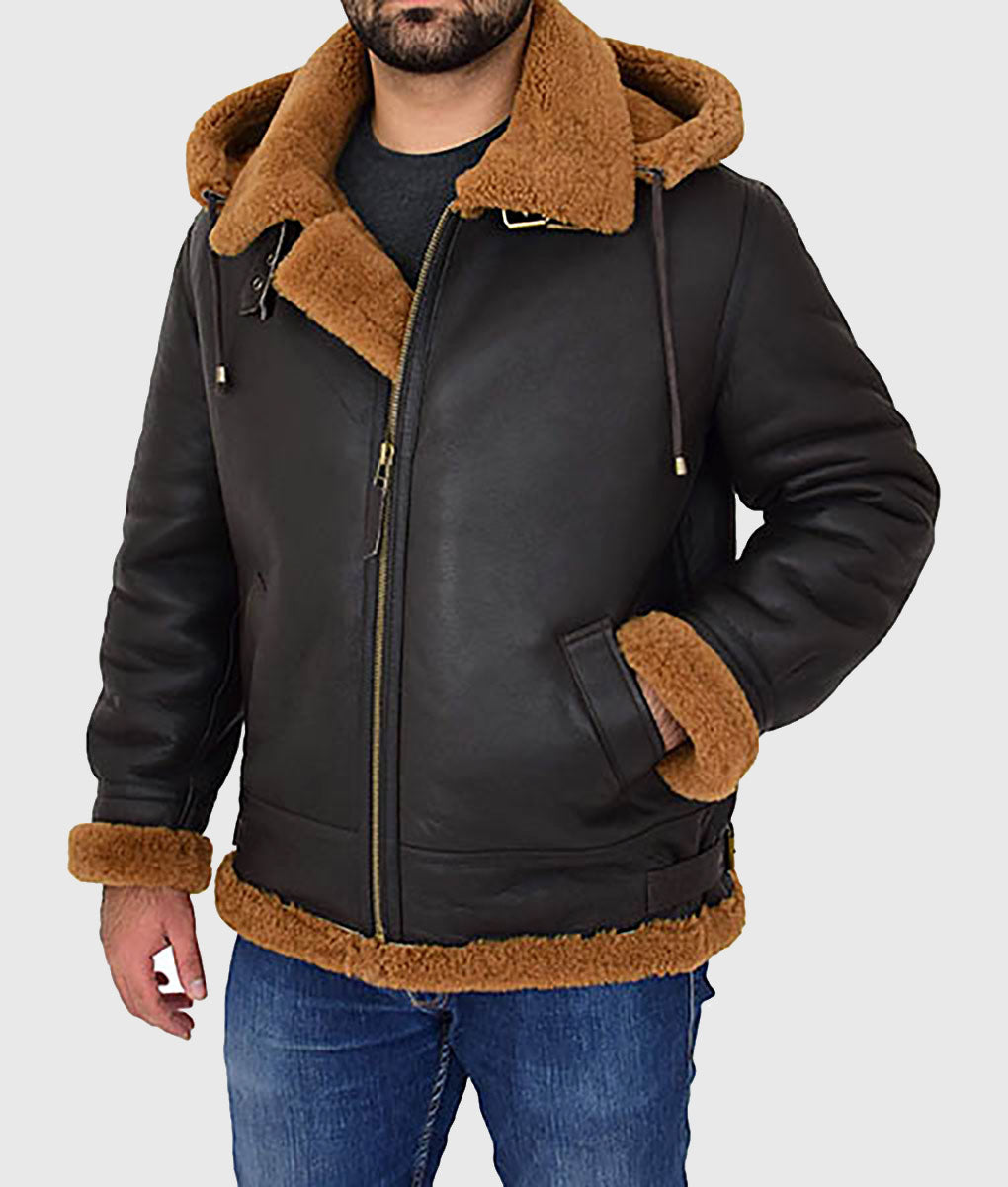 Alberto B-3 Brown Leather Shearling Jacket