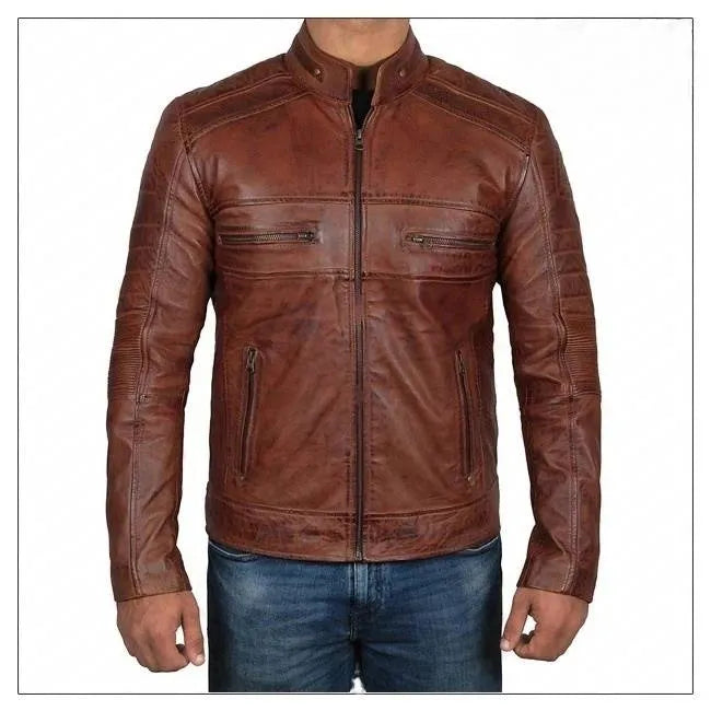 Austin Chocolate Brown Waxed Leather Jacket