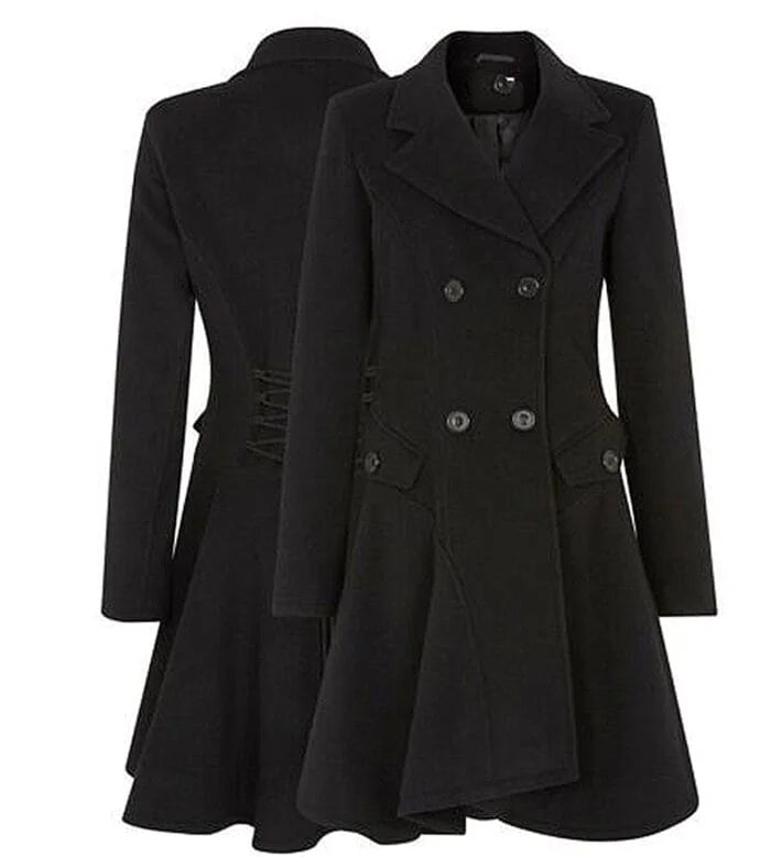 Christmas Black Wool Flare Coat