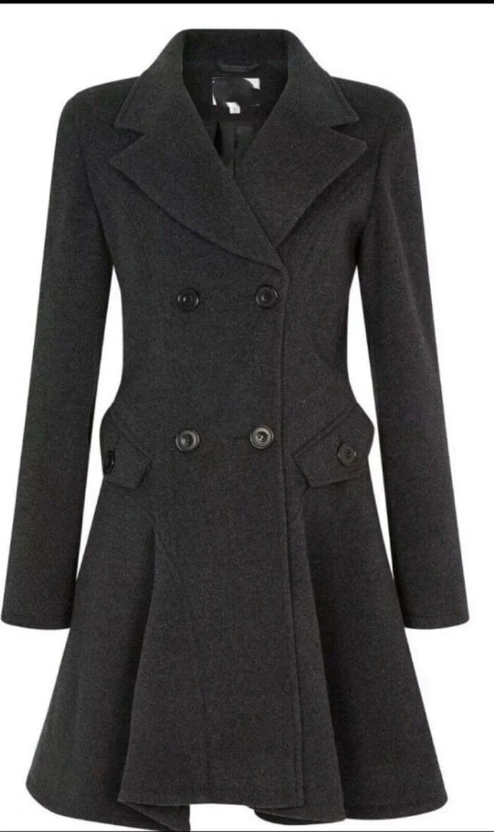 Christmas Black Wool Flare Coat