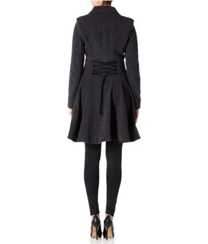 Christmas Black Wool Flare Coat