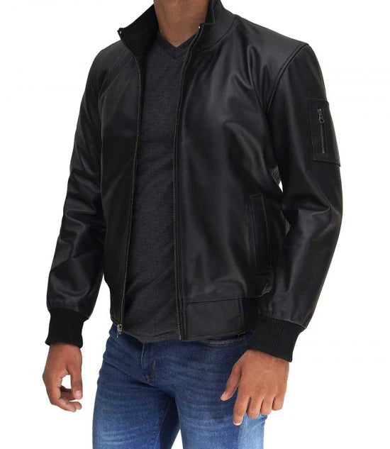 Clark Bomber Black Cowhide Leather Jacket