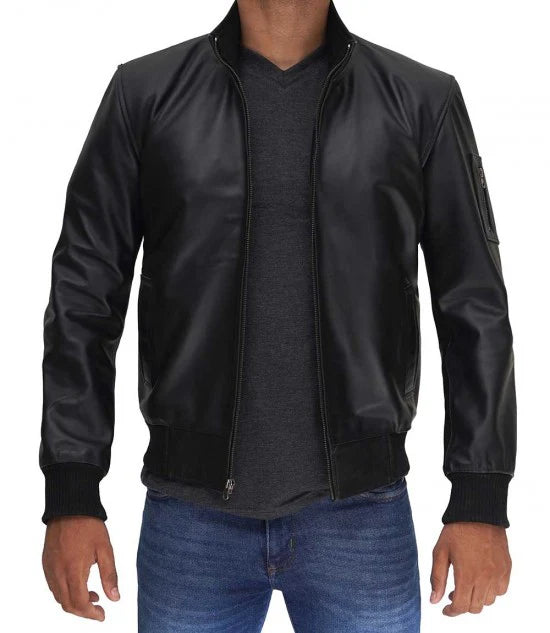 Clark Bomber Black Cowhide Leather Jacket