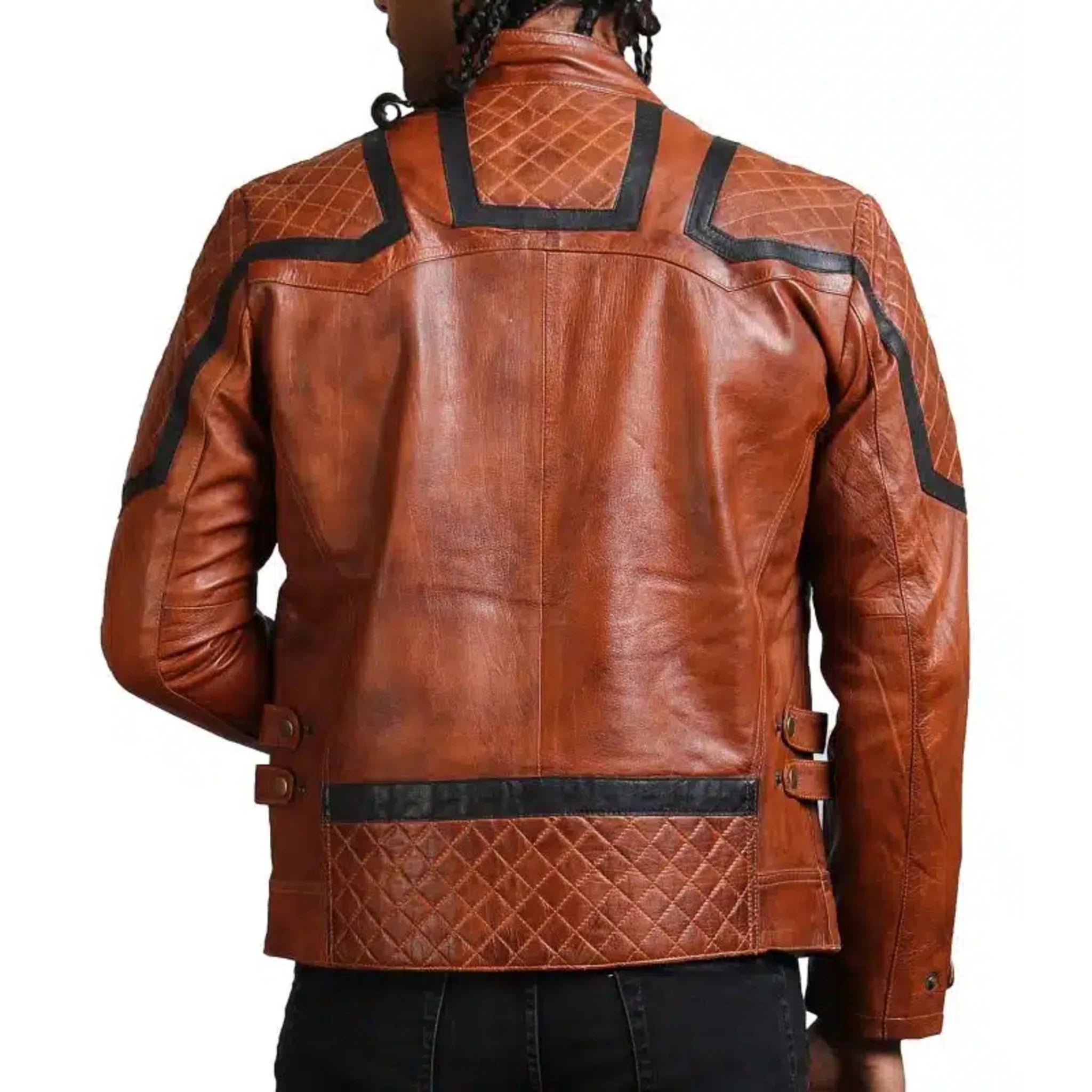 Designer Men Brown Waxed Leather Jacket