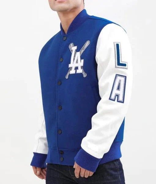 LA Dodgers Blended Blue and White Letterman Jacket