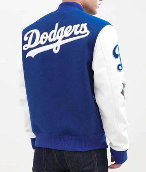 LA Dodgers Blended Blue and White Letterman Jacket