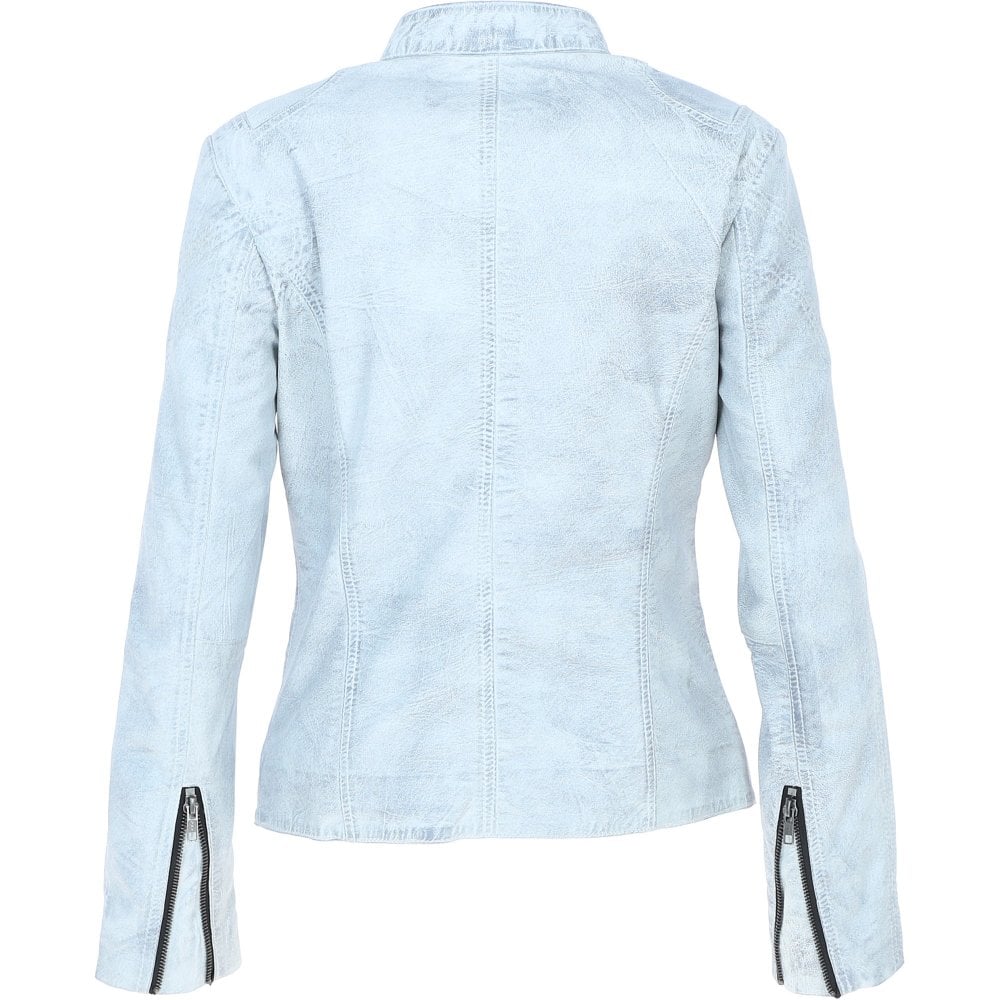 White Biker Leather Jacket White For Women