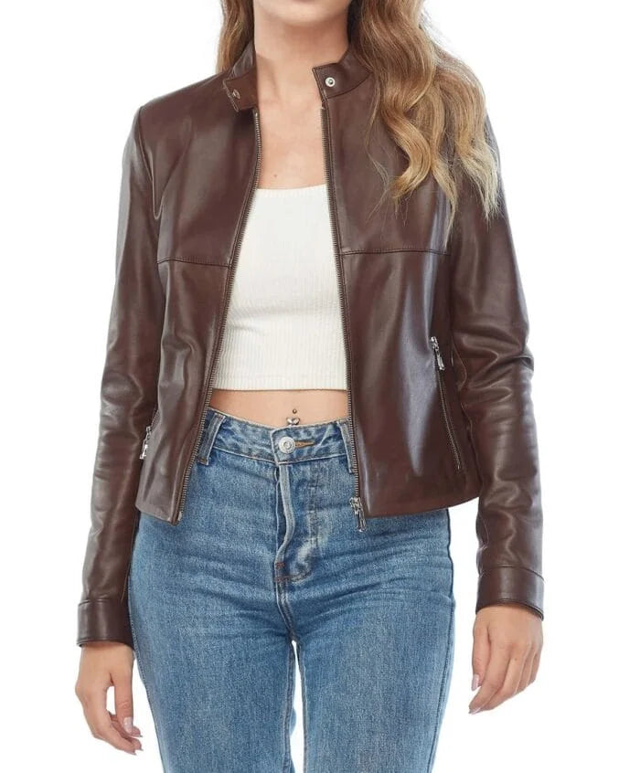 Madison Real Brown Motorbike Leather Jacket