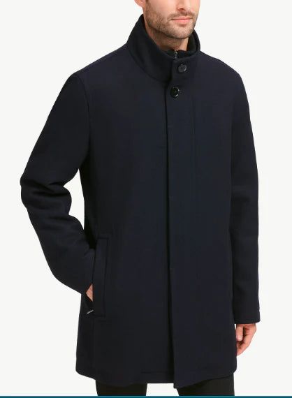 Men’s Classic Premium Navy Blue Wool Over Coat