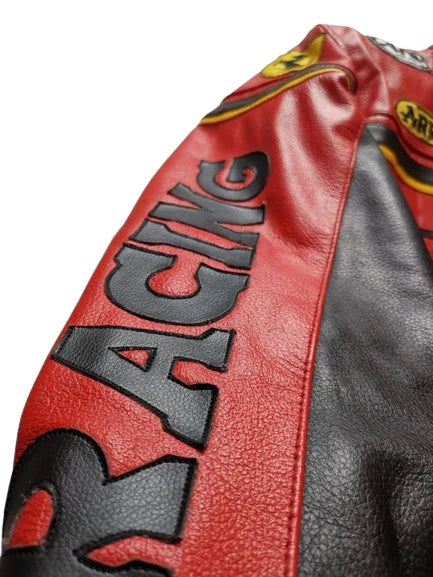 Red Ferrari Racing Biker Leather Jacket