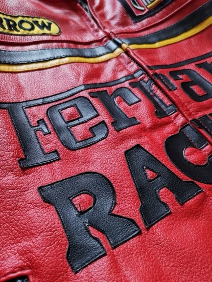 Red Ferrari Racing Biker Leather Jacket