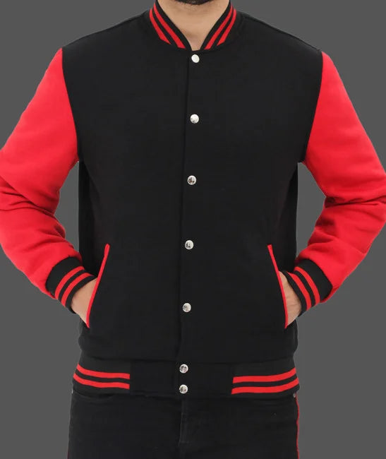 Men Baseball Red and Black Varsity Jacket